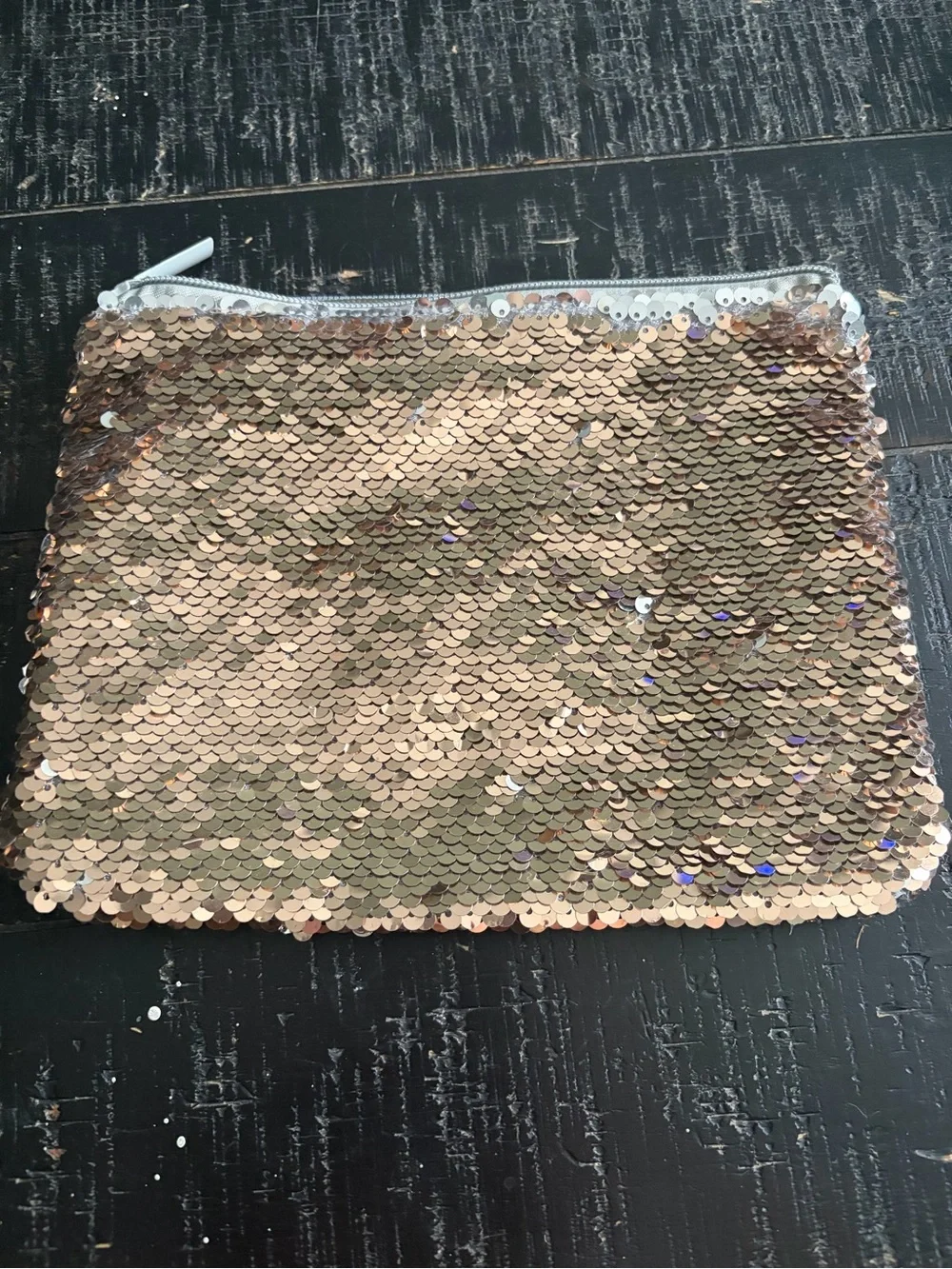Sequin Zip Pouch - Gold